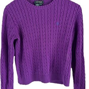Ralph Lauren Vibrant Purple Cable Knit Sweater